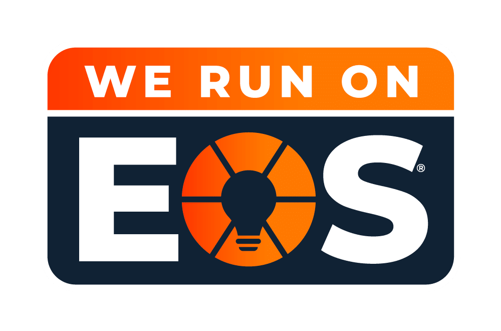 We Run on EOS badge representing IntermixIT's commitment to using the Entrepreneurial Operating System for efficient business management. Top IT support.
