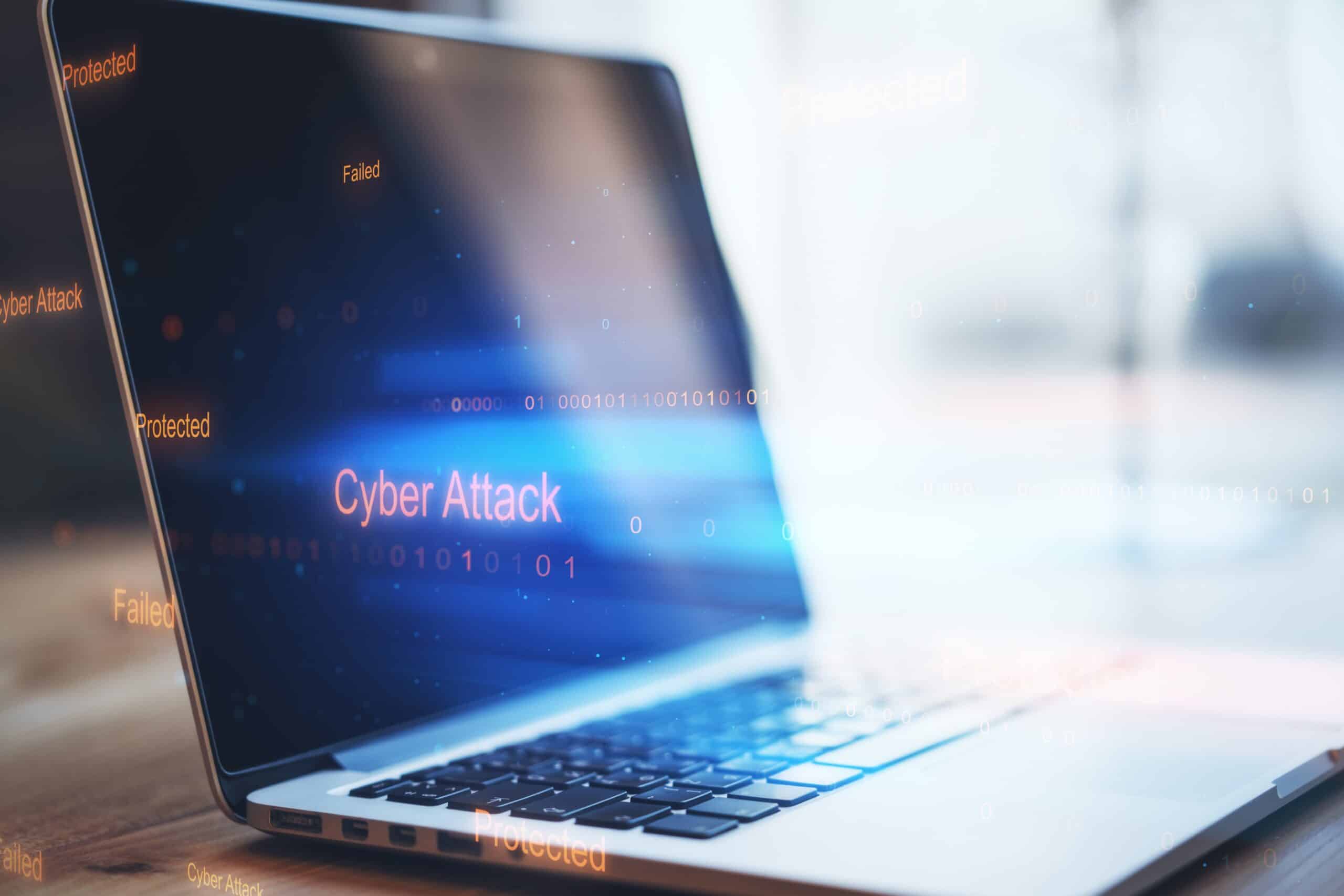 computer with cyber attack