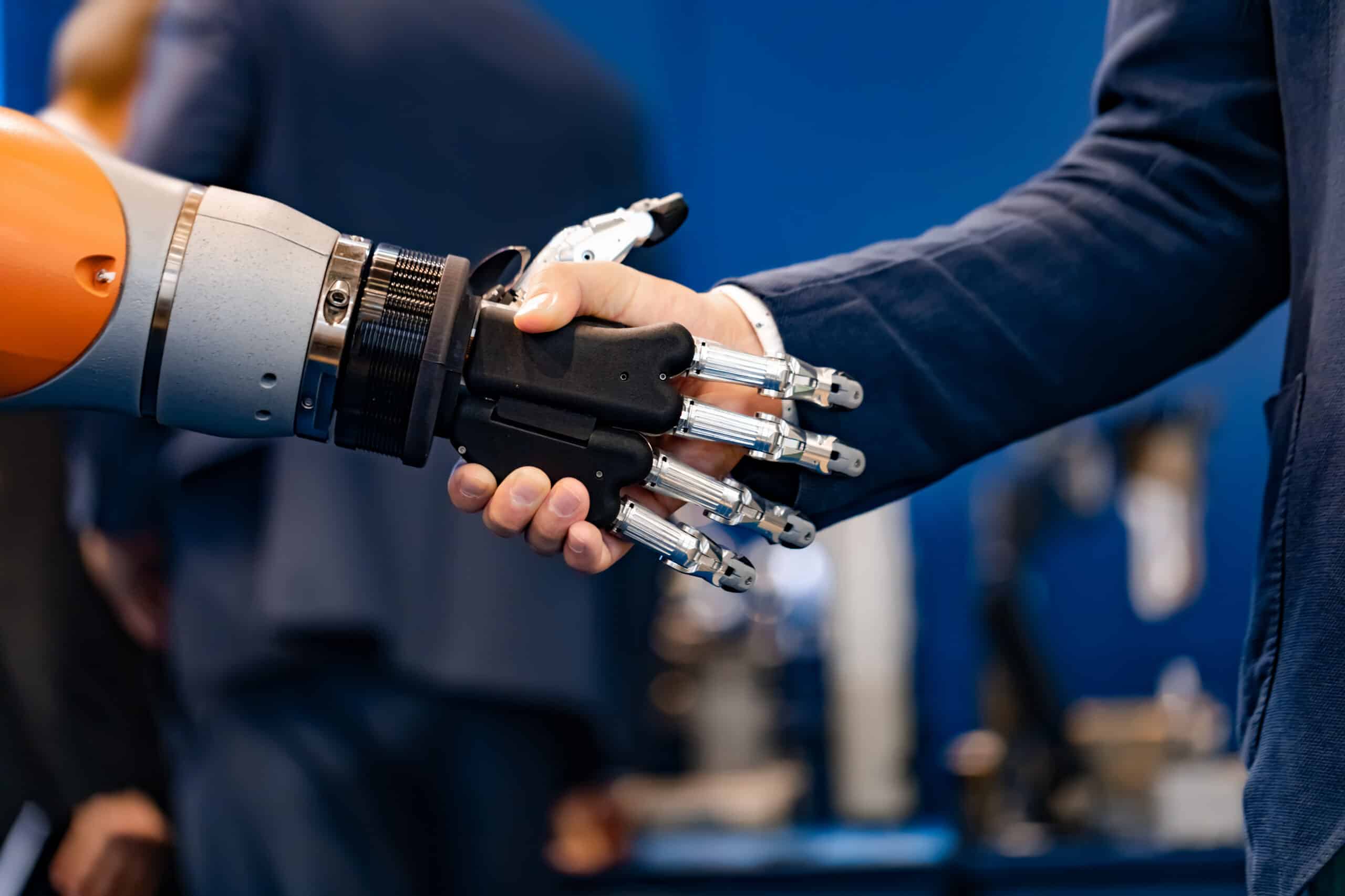 Ai shaking hands with human